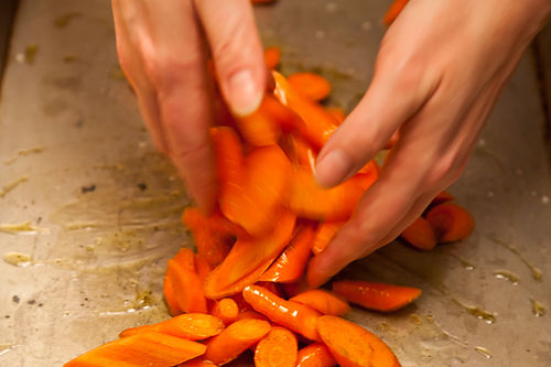 Roasted Carrot Harissa and Crème Fraiche Crostini