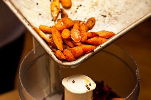 Roasted Carrot Harissa and Crème Fraiche Crostini