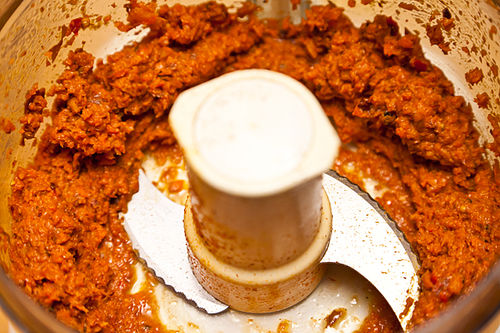 Roasted Carrot Harissa and Crème Fraiche Crostini