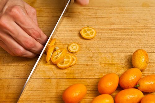 Orange Ricotta Pillows with Lillet Kumquat Compote