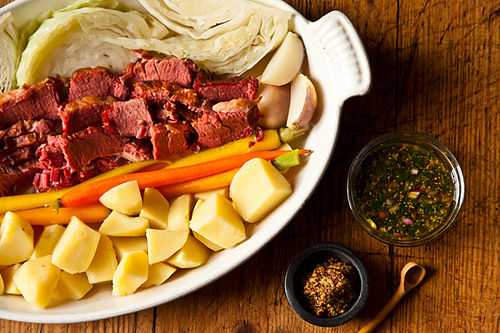 Suzanne Goin's Corned Beef and Cabbage with Parsley-Mustard Sauce