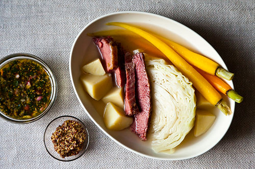Suzanne Goin's Corned Beef and Cabbage with Parsley-Mustard Sauce