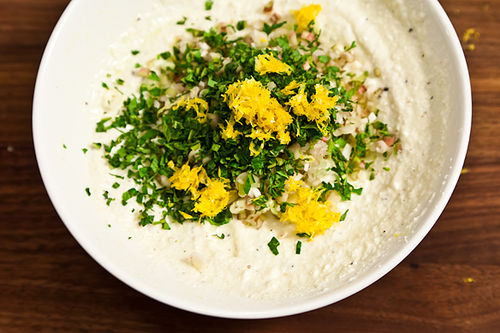 Ramped Up Crostini with Ricotta and Pea Shoots