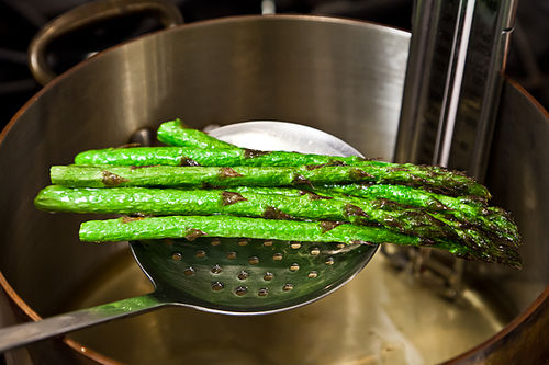Nobu's Fried Asparagus with Miso Dressing