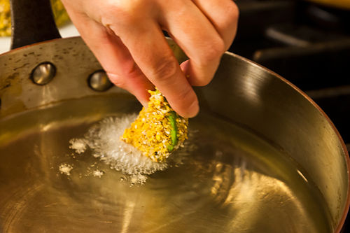 Fried Avocado Tacos with Sesame and Lime