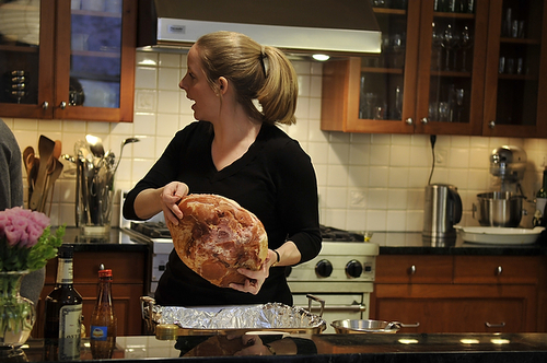 Smoked Ham with Pomegranate Molasses, Black Pepper and Mustard Glaze