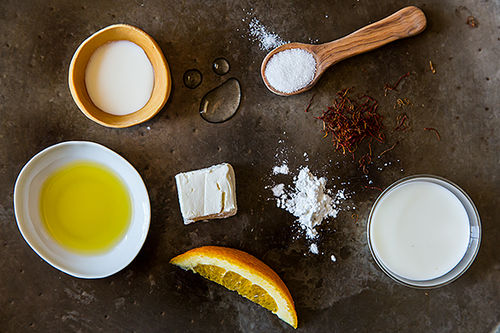 Olive Oil-Saffron Ice Cream with Burnt Orange-Caramel Swirl