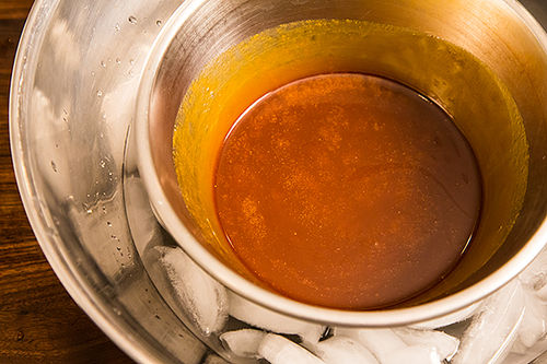 Olive Oil-Saffron Ice Cream with Burnt Orange-Caramel Swirl