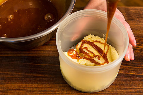 Olive Oil-Saffron Ice Cream with Burnt Orange-Caramel Swirl