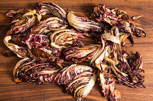 Roasted Radicchio and Shrimp with Warm Bacon Vinaigrette