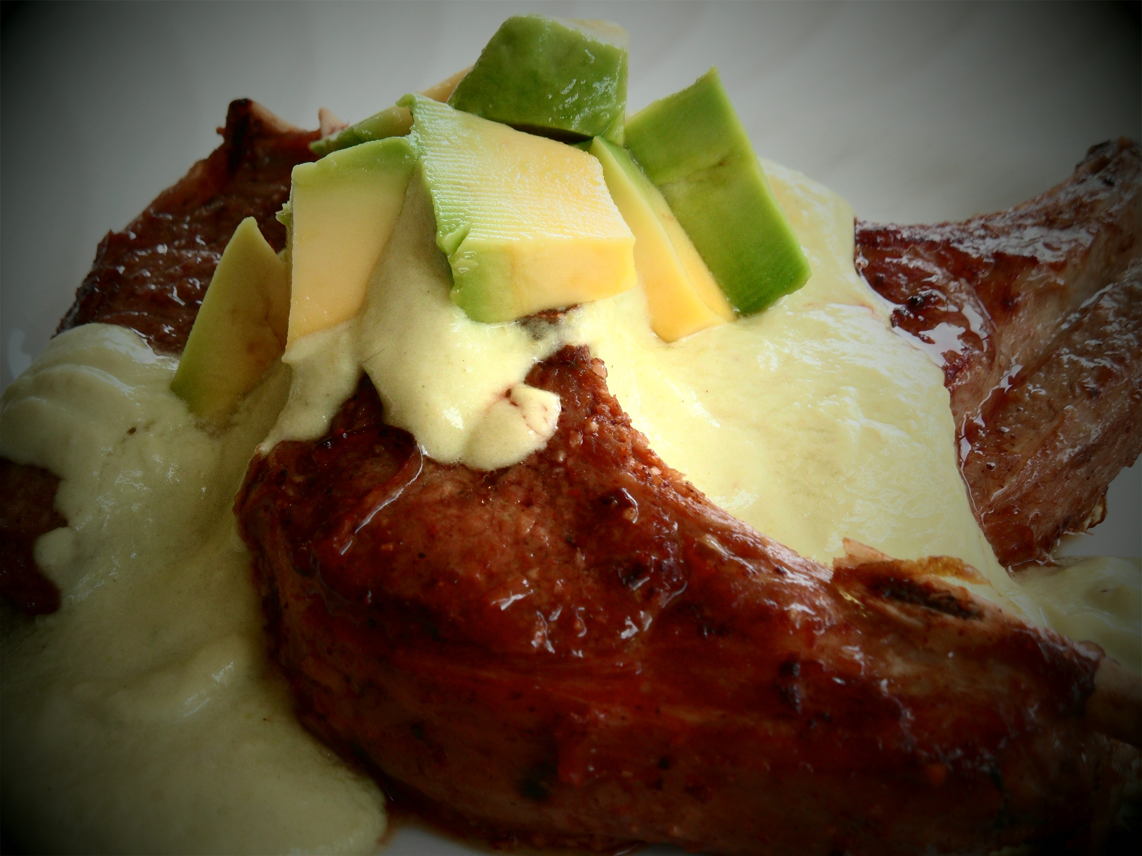Ginger Lamb Cutlets with Apple and Avocado Cream