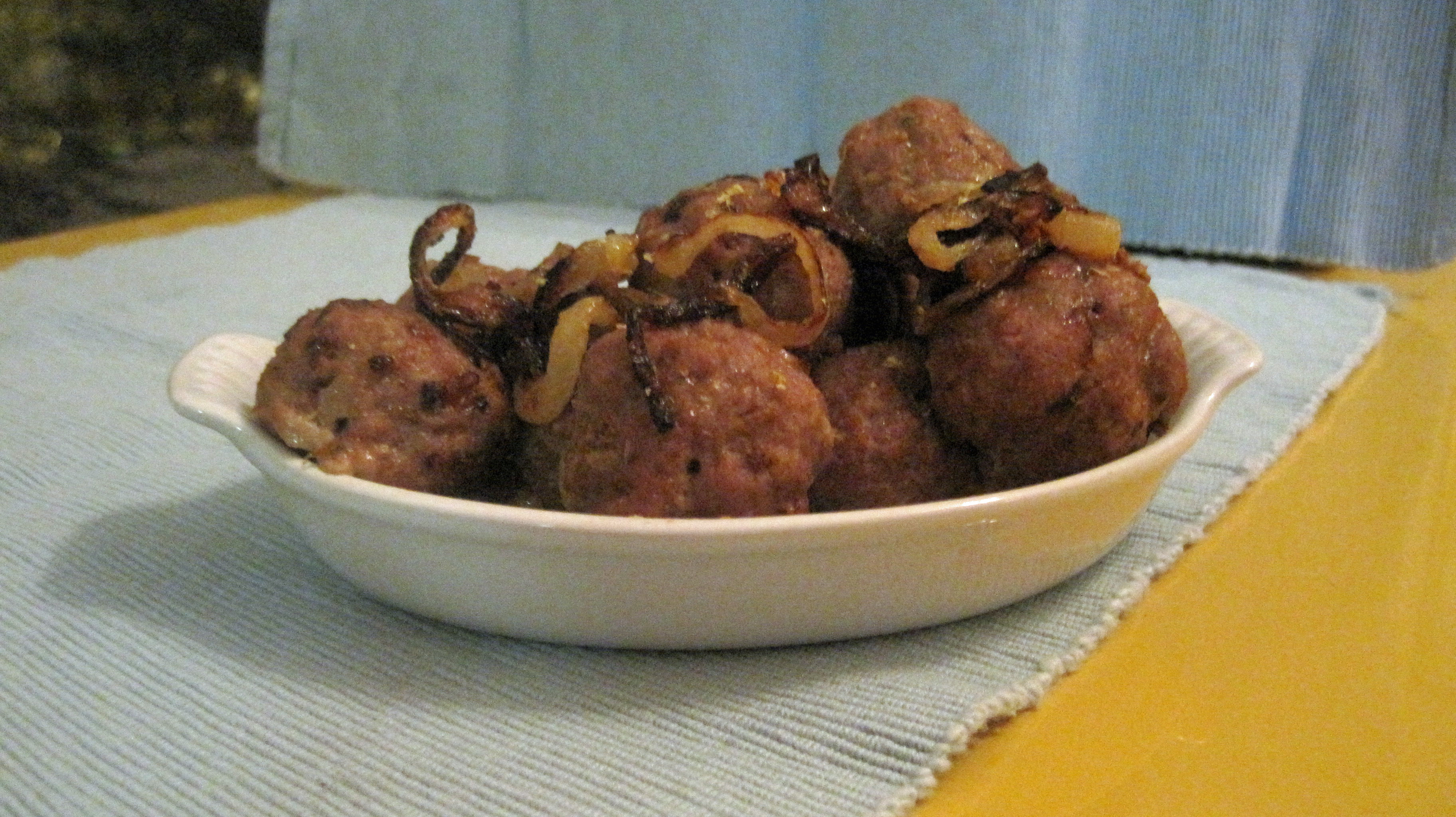 Middle Eastern-ish Meatballs with Caramelized Onions