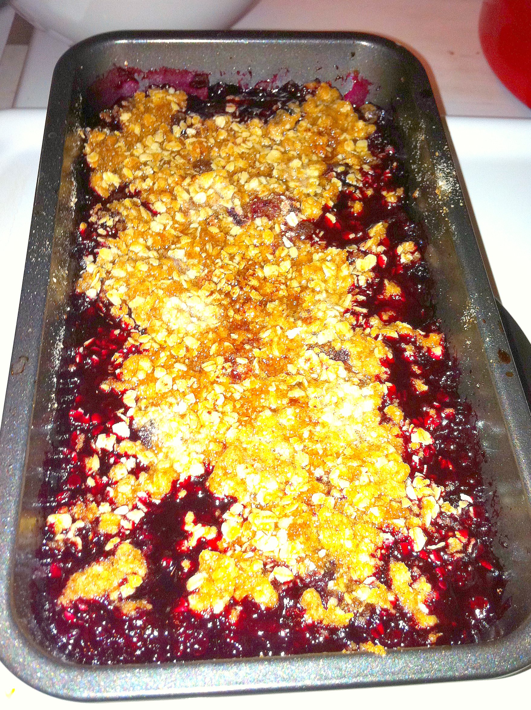 black raspberry, wild blueberry and marion blackberry crisp Recipe on