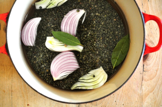 Lentils with a fried egg