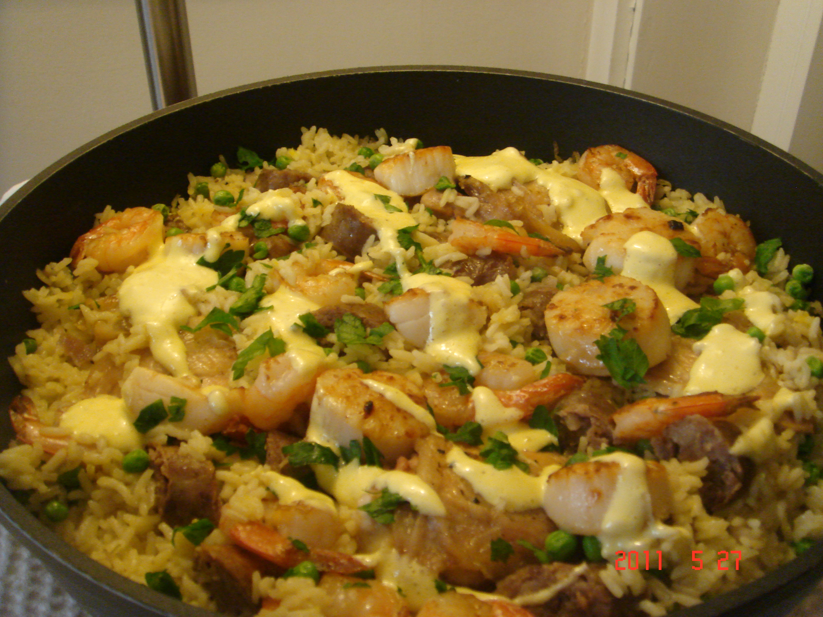 Roasted Garlic,saffron and lemon aioli on paella Recipe on Food52