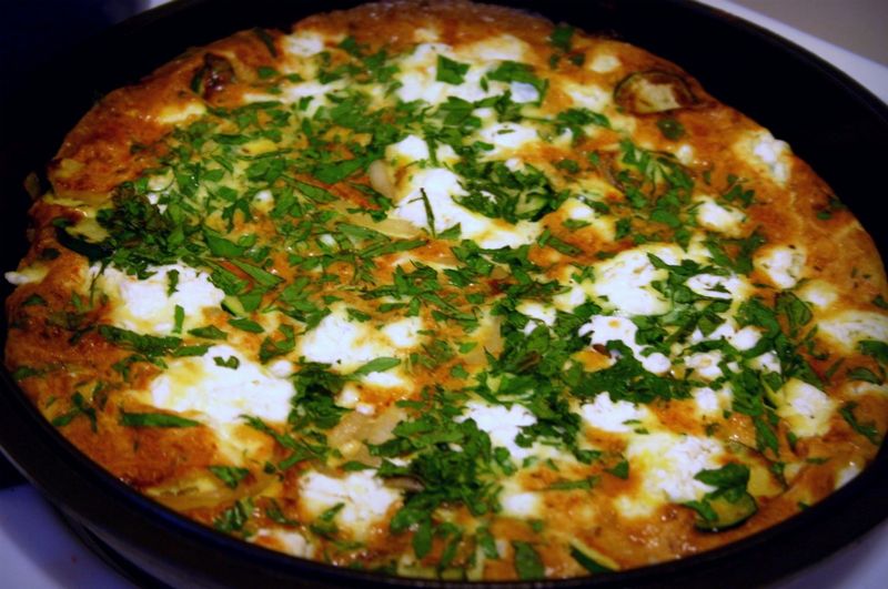 zucchini frittata with lemon-herb yogurt