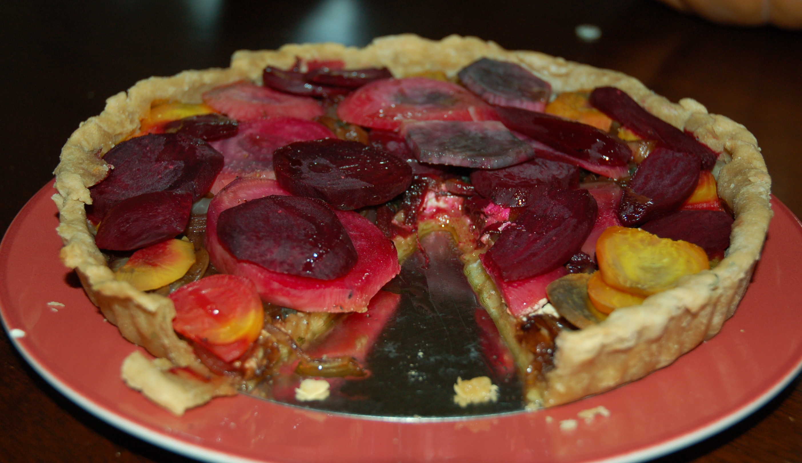 Beet Tart with Caramelized Onions and Goat Cheese recipe on