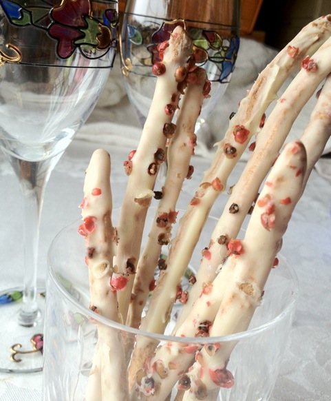 White Chocolate Whole-Wheat Sticks with Pink Peppercorns