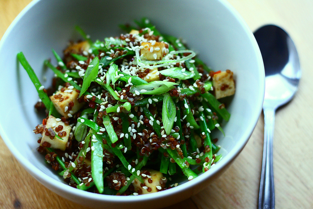 Asian Style Red Quinoa Salad with Tofu