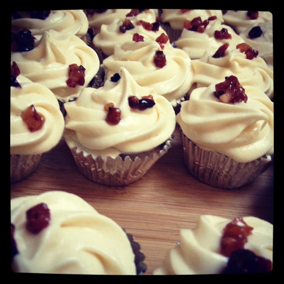 Banana Bread French Toast Cupcakes with Bourbon Candied Bacon