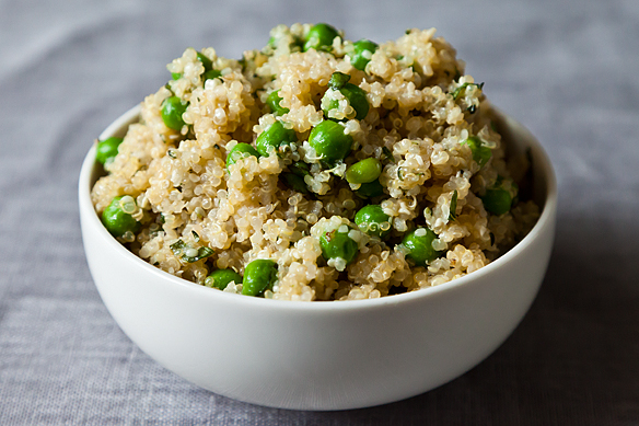 http://food52.com/recipes/18056-lemon-herb-quinoa-with-hemp-seeds-spring-peas-and-basil