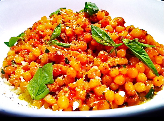 Fregola Sarda with Tomato, Pecorino, and Basil