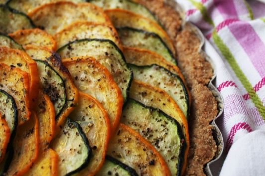 Green and Yellow Zucchini Tart