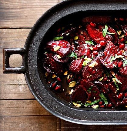 Moroccan Roasted Beets with Pomegranate and Pistacio
