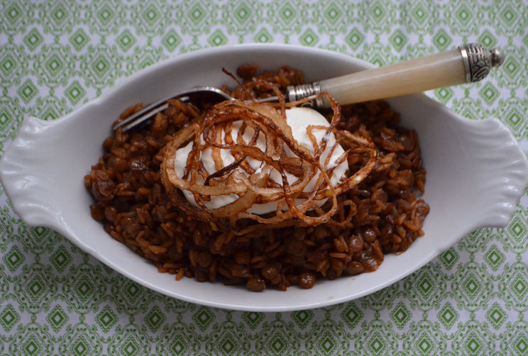 Mujadara, Lebanese lentils with caramelized onions