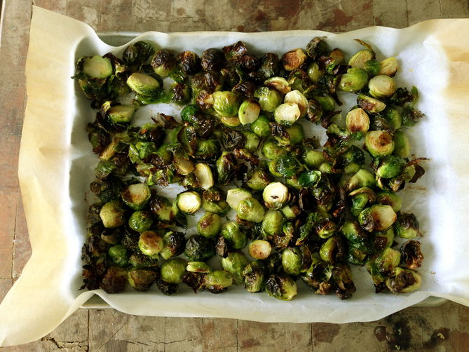 Roasted Brussel Sprouts with Mustard Soy Vinaigrette