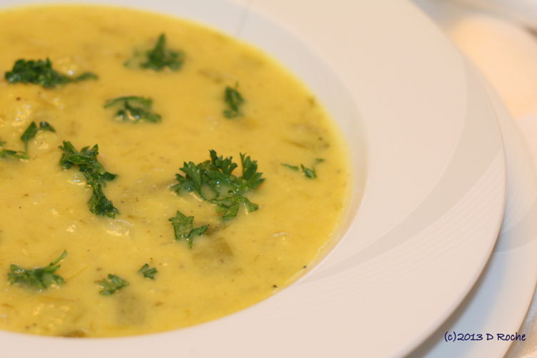 Turmeric & coconut cream add a new dimension to the classic Leek & Potato Soup