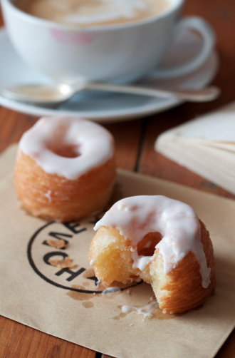 Cronuts with vanilla pastry cream and orange blossom glaze