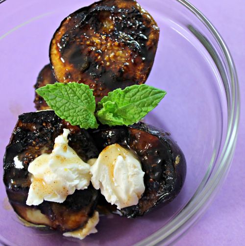 Grilled Figs with Mascarpone and Spiced Honey