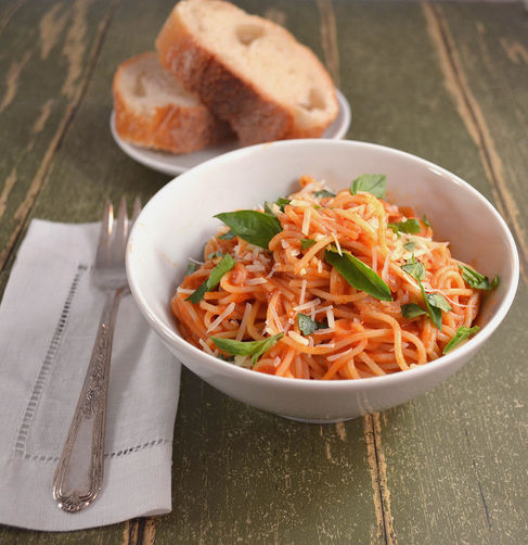 Angel Hair Pasta in a Light Tomato Cream Sauce