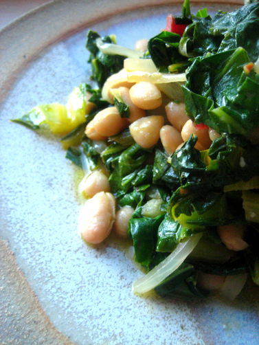Sauteed Swiss Chard with Garlicky White Beans