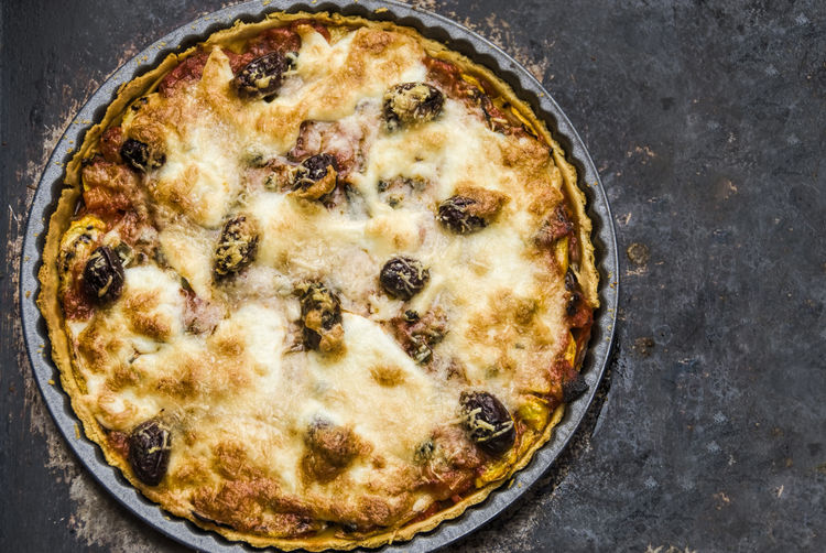 zucchini, aubergine and tomato tart