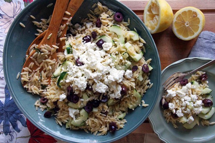 LemonDill Orzo Pasta Salad with Cucumbers, Olives, and Feta recipe on Food52.com