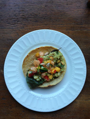 Quinoacado Tacos with Charred Corn and Fruit Salsa