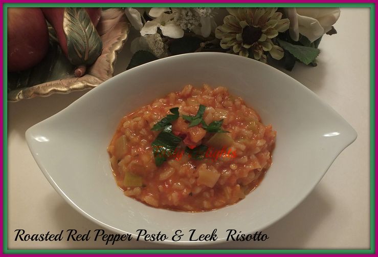 Roasted Red Pepper Pesto & Leek Risotto