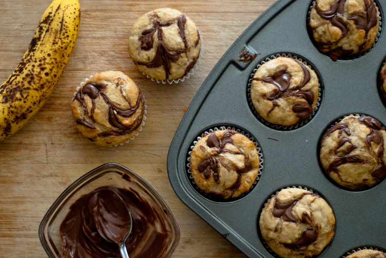 Banana Cupcakes with Nutella Swirl