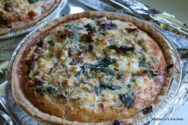 Egg White Quiche with Leeks, Spinach, Mushrooms and Feta recipe on