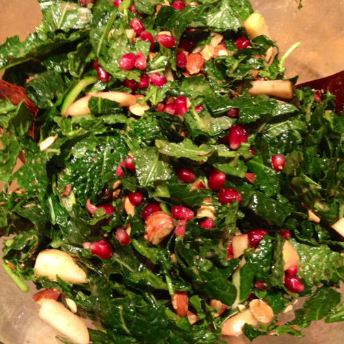 Kale, Pomegranate, Apple and Flank Steak Salad recipe on