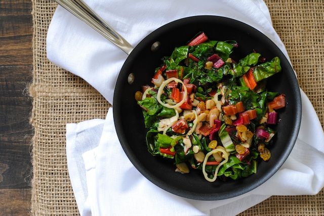 Sautéed Swiss Chard with Fruit & Nuts
