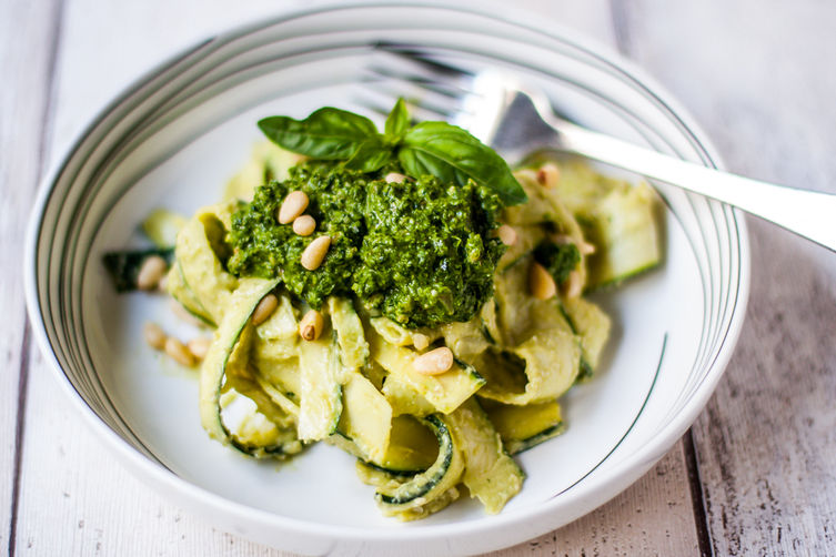 Kale, Basil & Spinach Pesto with Creamy Zucchini Pasta