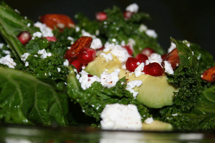 Nordic kale with goat feta and pomegranate