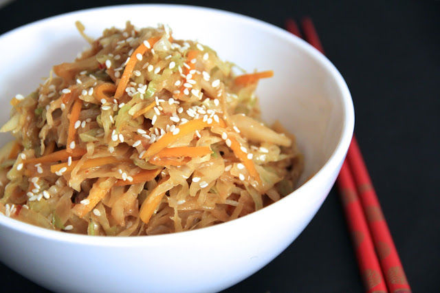 Stir Fried Cabbage with Creamy Peanut Sauce