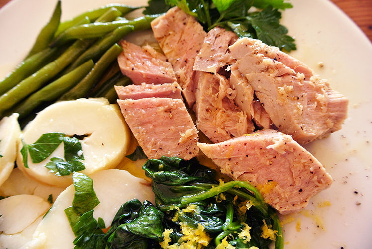 mixed herb & garlic olive oil poached tuna Recipe on Food52