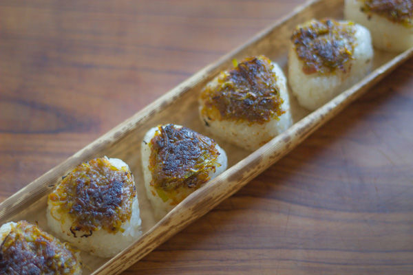 Grilled Rice Balls with Leek Miso (Negi-Miso Yaki Onigiri)