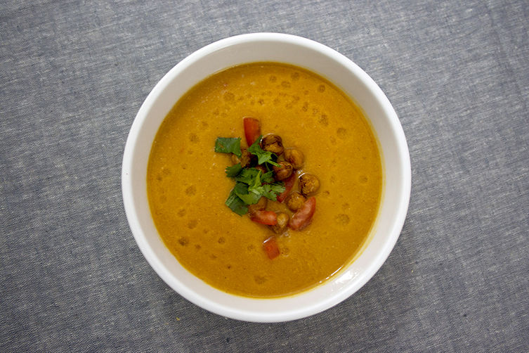 Ethiopian Spiced Chickpea Soup with Chickpea "Croutons"