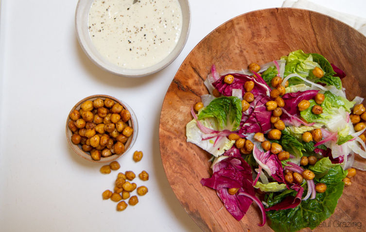 Creamy Tahini Salad with Spicy Roasted Chickpeas